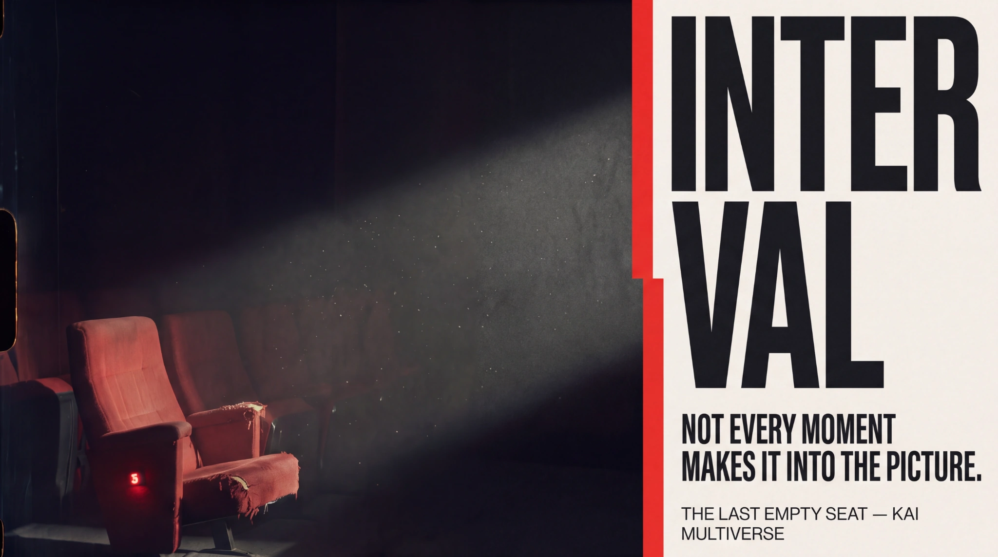 INTERVAL cinema seats and split wordmark editorial